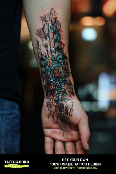 Bold Cyberpunk Tattoo Ideas for Your Next Ink Cyberpunk Anime Tattoo, Cyberpunk Tattoo Design, Cyberpunk Tattoo Design Ideas, Cyberpunk Tattoos, Futuristic Inspiration, Cyberpunk Tattoo, Futuristic Designs, Cyberpunk Design, Free Tattoo Designs