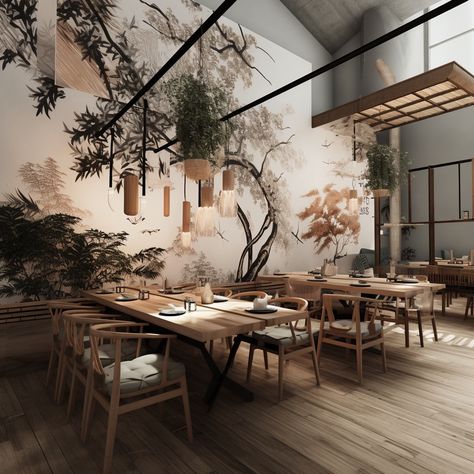 AI Generated restaurant interior design Japandi Restaurant Design, Sushi Interior Design, Japandi Restaurant Interior, Japandi Cafe Interiors, Japandi Bar Design, Japan Restaurant Design, Japandi Restaurant, Japandi Cafe, Sushi Restaurant Design