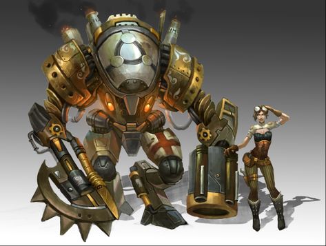 Golem Character, Fantasy Mech, Steampunk Games, Steampunk Robots, Steampunk Character, Steampunk Robot, Steampunk Characters, Mech Suit, Arte Robot