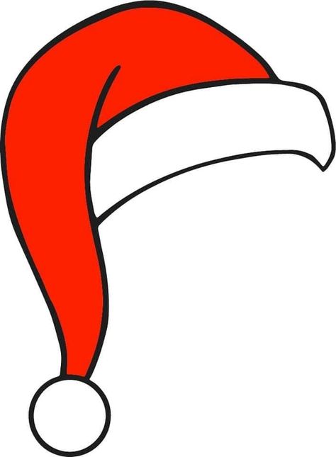 Santa Hat Outline, Santa Hat Printable, Santa Claus Printable, Santa Hat Png, Christmas Photo Booth Props, Grinch Crafts, Christmas Classroom Door, Santa Claus Images, Christmas Clip Art