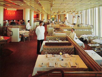 Windows On The World, 1977, The Original Decor, destroyed 2001 Windows On The World, World Trade Center Nyc, Warren Platner, 80s Interior, North Tower, One World Trade Center, Restaurant New York, Trade Centre, Twin Towers