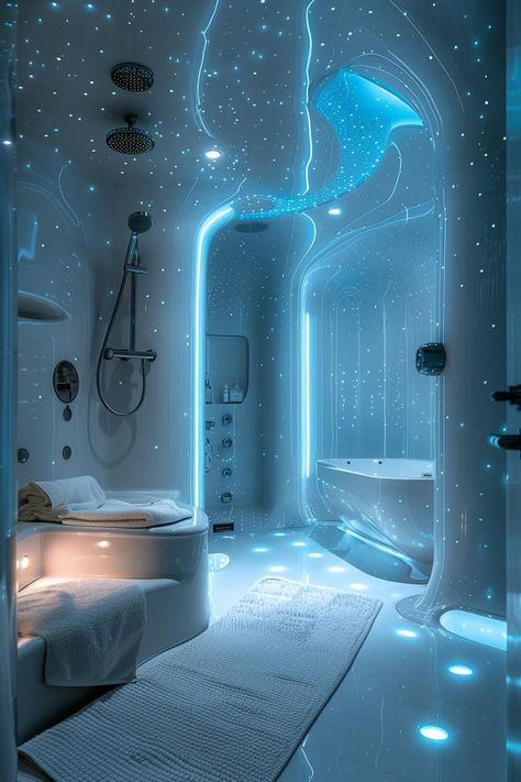 👉👈World's finest luxurious bathroom designs for your inspiration.. Follow us #bathroom#bathroomdecor#bathroomideas#bathroomremodel#bathroomdecorideas#bathroomstorage#bathroomdecorator#bathroomfixtures#bathroomflooring#bathroommirrors#bathroomrenovations#bathroommakeovers#bathroomdesignideas#bathroomremodelling#bathroomsremodeled#bathroomremodelers#bathroominteriors#bathroomstorag#bathrooms Liminal Space Bathroom, Spaceship Bathroom, Mermaid Bathroom Ideas, Futuristic Bathroom Design, Interior Bathroom Design, Fantasy Bathroom, Party Bathroom, Dreamy Bathrooms, Mermaid House