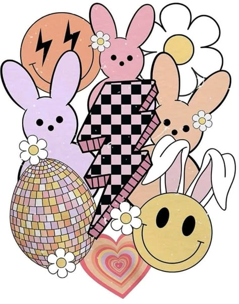 Easter Sublimation Designs, Iphone Wallpaper Preppy, Graffiti Text, Cute Home Screen Wallpaper, Retro Easter, Cute Home Screens, Easter Sublimation, Easter Wallpaper, School Spirit Shirts