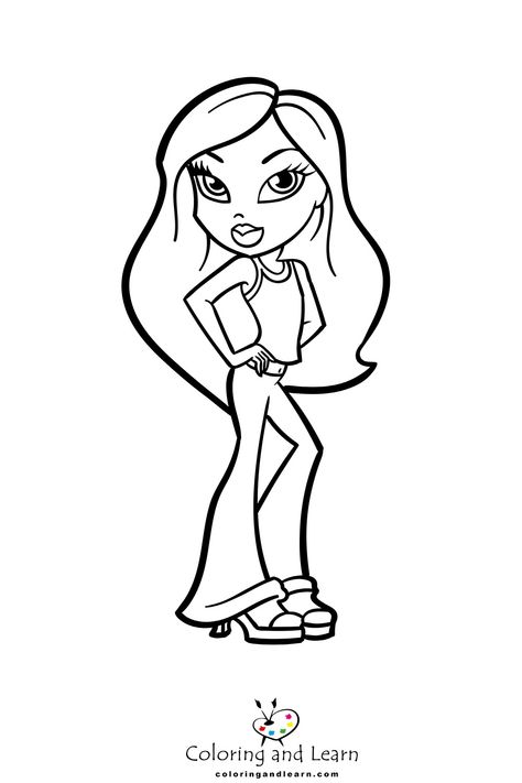 Bratz Coloring Pages (FREE) (2024) - Coloring and Learn Easy Bratz Drawing, Brats Doll Drawing Outline, Bratz Doll Drawing Sketch, Bratz Body Template, Y2k Coloring Pages Bratz, Bratz Doll Coloring Pages, Bratz Clipart, Bratz Dessin, Blank Drawings To Color