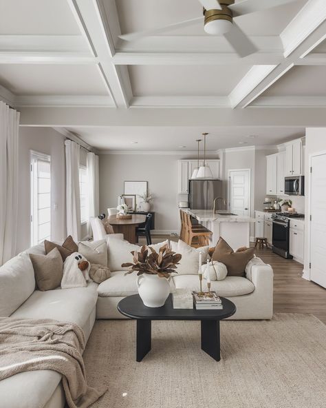 25 Charming Coffered Ceiling Living Room Ideas You Should See 8 Foot Ceilings Living Rooms, Coffered Ceiling Living Room, Coffered Ceiling Ideas Living Room, White Coffered Ceiling, Coffered Ceiling Paint, Ceiling Living Room Ideas, Coffered Ceiling Dining Room, Coffered Ceiling Ideas, Ceiling Ideas Living Room