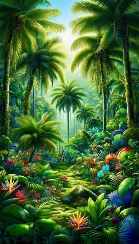 Tropical Forest Tattoo, Green Nature Wallpaper, Forest Tattoo, Pretty Nature Pictures, Autumn Leaves Wallpaper, Best Nature Wallpapers, Forest Tattoos, Rose Flower Pictures, Jesus Christ Artwork