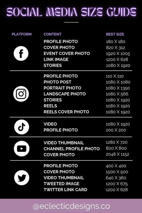 Use this social media image size guide to easily create the correct image format for every platform. Eliminate any confusion by downloading this guide so you can refer to while creating visuals for your brand. Be sure to also check out my blog post about the 3 easiest ways to enhance your visual brand (correct image sizes is only just a part of it!). Social Media Image Size Guide, Social Media Marketing Planner, Social Media Image, Learn Computer Science, Start Youtube Channel, Learn Computer, Social Media Content Planner, Photoshop Tutorial Typography, Branding 101