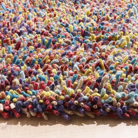 Origins Rocks Chunky Rainbow Multi Wool Rug | Land of Rugs Indoor Mats, Shaggy Rugs, Rug Size Guide, Vintage Texture, Natural Rock, Pastel Rugs, Rock Collection, Shaggy Rug, Real Style