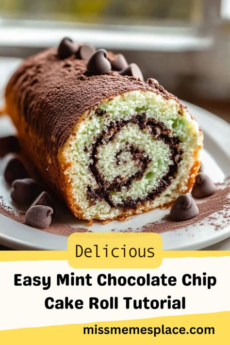 Learn how to create a stunning mint chocolate chip cake roll with this easy-to-follow tutorial. This recipe breaks down each step, ensuring you achieve the perfect roll filled with creamy mint goodness and topped with chocolate shavings. Mint Chocolate Chip Cake, Cake Roll Recipes, Chocolate Chip Cake, Mint Chocolate Chip, Roll Recipe, Mint Chocolate Chips, Chocolate Shavings, Cake Roll, Mint Chocolate