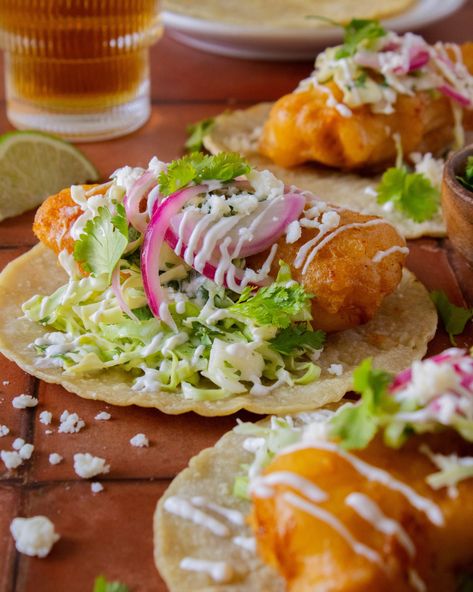 Hamburger Tortilla, Pickled Fish Recipe, Chicken Parmesan Pizza, Cod Fish Tacos, Fried Fish Tacos, Beer Battered Fish Tacos, Battered Fish Tacos, Fish Meals, Fried Cod