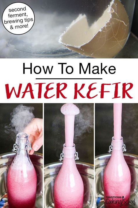 Trying to kick the soda habit? Water kefir is the perfect naturally fermented, actually healthy soda! Think gut-friendly probiotics + refreshing fizz + endless flavor possibilities... AND it doesn't leave you with a sickly sweet upset stomach. :) Here's everything you need to know about water kefir -- how to make, store it, bottle it for a second ferment, plus troubleshooting and my best 5 brewing tips for beginners! #recipes #healthy #fermenting #waterkefir #soda Water Kefir Soda, Water Kefir How To Make, Kefir Water, Fermenting Foods, Beginners Recipes, Resep Vegan, Water Kefir Grains, Lacto Fermented, Healthy Soda