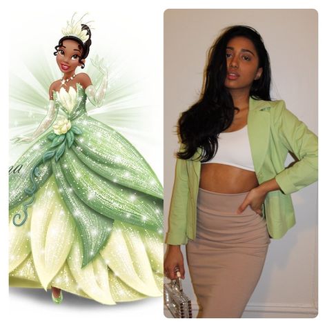 Princess Tiana Outfit Ideas Casual, Princess Tiana Inspired Outfits, Princess Tiana Outfit Ideas, Tiana Outfit Ideas, Modern Day Princess Outfits, Tiana Inspired Outfits, Princess Tiana Outfit, Tiana Outfit, Disney Prom Dresses