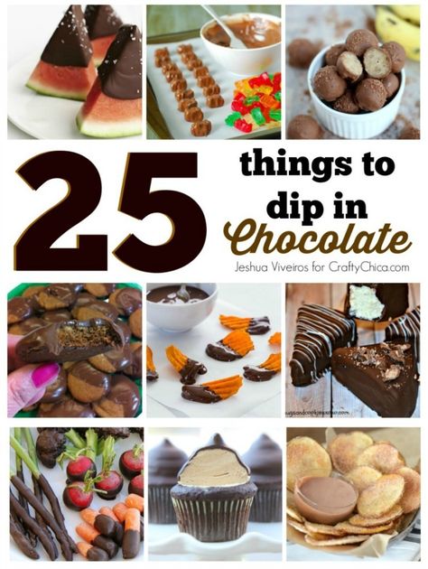 25 Things to Dip in Chocolate - The Crafty Chica! Crafts, Latinx art, creative motivation Things To Dip In Chocolate, Banana Bread Truffles, Chocolate Dipped Cupcakes, Chocolate Fountain Bar, Chocolate Dipped Bacon, Chocolate Dipped Bananas, Chocolate Dipping, Chocolate Dipped Treats, Fondue Recipes