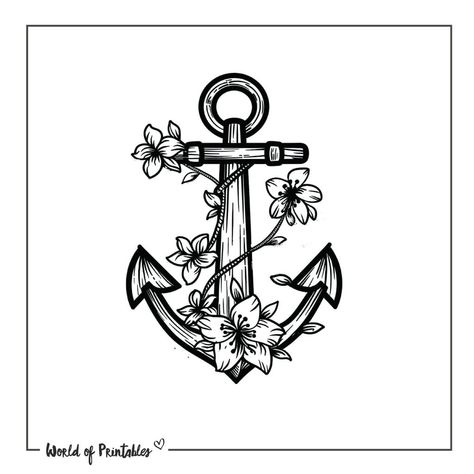 Anchor With Flowers, Anchor Flower Tattoo, Anchor Flower, Small Anchor Tattoos, Small Anchor, Flowers Simple, Anchor Tattoos, Hawaiian Flowers, Flower Tattoo Designs