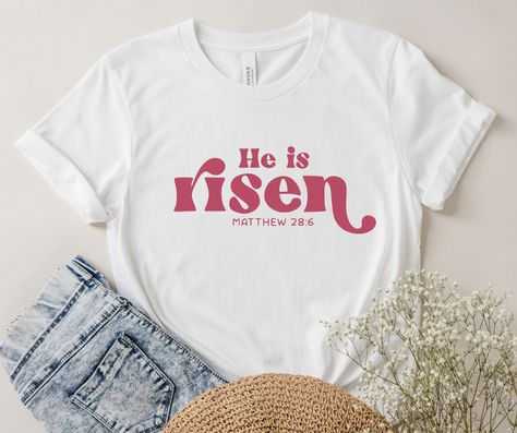 Easter Tshirt Ideas Women, Easter Tshirt Designs, Resurrection Party, God Merch, Risen Just As He Said, Easter Things, Christian Sweaters, Resurrection Of Jesus Christ, Christian Clothes