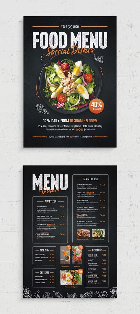 Food Menu Template PSD Restaurants Menu Ideas, Menu For Restaurant Design, Grill Menu Design Ideas, Grilled Menu Ideas, Restaurant Menus Design Ideas, Menu Designs For Restaurants, Food Menus Designs, Cool Restaurant Menu Design, Restaurant Food Menu Design Ideas