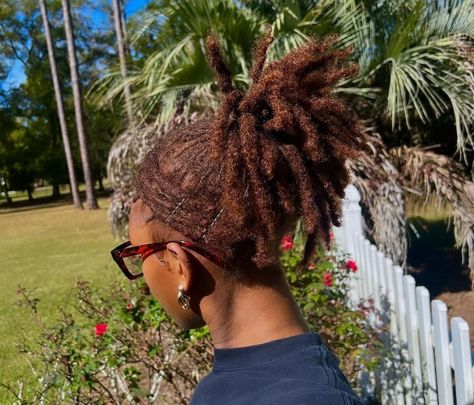 Dyes Locs, Cooper Locs, Chocolate Locs Black Women, Dark Brown Locs Black Women, Brown Locs With Highlights, Multicolored Locs, Cinnamon Locs, Loc Hair Colors, Side Part Locs