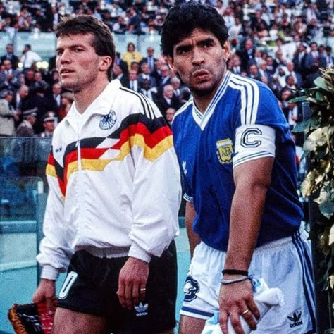 Lothar Matthäus & Diego Maradona (Germany vs Argentina). Lothar Mathaus, Happy Birthday Legend, Germany Vs Argentina, Lothar Matthaus, Sporting Legends, Manchester United Legends, Germany Football, English Football League, Soccer Inspiration