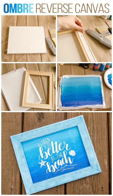 Canvas Tutorial, Inexpensive Crafts, Reverse Canvas, Chalk Painting, Cricut Projects Beginner, File Design, Diy Cricut, Canvas Projects, Mason Jar Diy