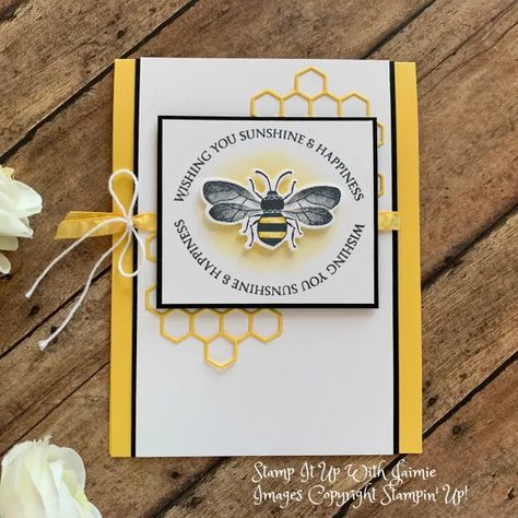 Honey Bee Stampin Up Cards, Bee Cards Handmade, Stampin Up Queen Bee, Stampin Up Card Ideas, Bee Thankful, Bee Stamp, Stampin Up Card, Bee Cards, My Live