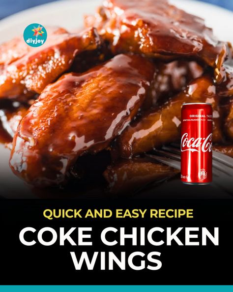 Easy Coke Chicken Wings Coke Chicken Recipes, Crockpot Coke Chicken, Coke Cola Chicken Wings Recipe, Coke Chicken Wings, Coke A Cola Chicken, Chicken Wings With Coke, Coca Cola Chicken Wings Recipe, Chicken Wings In Coke, Coca Cola Chicken Wings