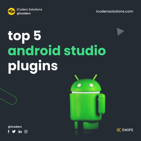 Top 5 android studio plugins for #android application developers to build & save time to developing an application using android #android #webdevelopment #app #software #developer #mobileappdevelopment #programming #plugins #appdeveloper #appdevelopment #trendingpost #icoderzsolutions #followusnow Android Studio, Software Developer, Mobile App Development Companies, Best Mobile, App Development Companies, Mobile Apps, Mobile App Development, App Development, Software Development