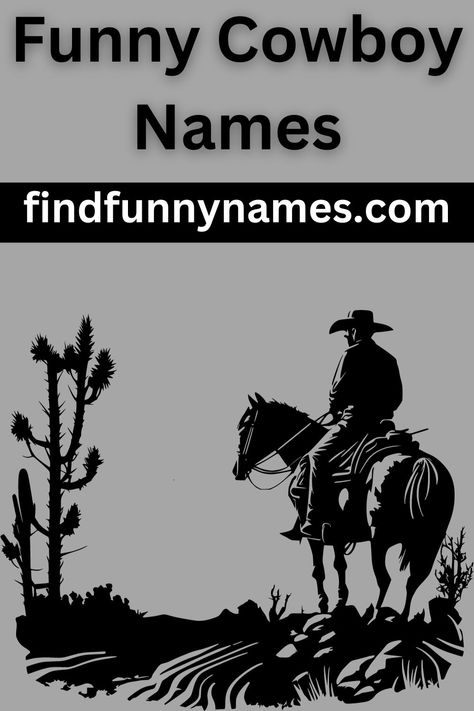 Get ready to saddle up and laugh out loud with these hilarious cowboy name ideas! From yeehaw-worthy puns to wild west wordplay, this content will have you grinning from ear to ear. So dust off your boots, grab your hat, and join in the fun as we round up the most comical cowboy names you've ever heard. Whether you're a rootin' tootin' cowboy enthusiast or just looking for a good chuckle. #YeehawHumor and #WildWestLaughs #GiddyUpGiggles #FunnyCowboyNames Cowboy Nicknames, Western Theme Drink Names, Western Words, Adult Western Party, Cowboy Slang, Cowboy Names, Group Chat Names, Western Names, Drink Names