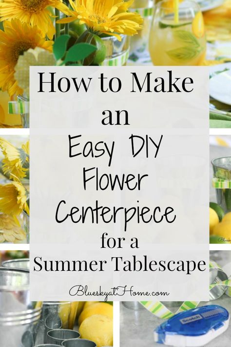 Easy Small Table Centerpieces, Bbq Table Centerpieces, Outdoor Party Centerpieces Simple, Easy Sunflower Centerpieces, Centerpieces For Garden Party, Celebration Of Life Centerpieces Simple, Picnic Table Centerpieces Outdoor, Casual Centerpieces For Party, Summer Flower Table Arrangements