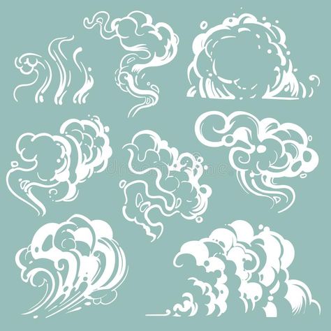 Cartoon white smoke and dust clouds. Comic vector steam isolated royalty free illustration Air Illustration, Fog Effect, Line Cartoon, Cloud Illustration, Cartoon Clouds, Cloud Drawing, Logo Background, Pattern And Decoration, Graffiti Lettering