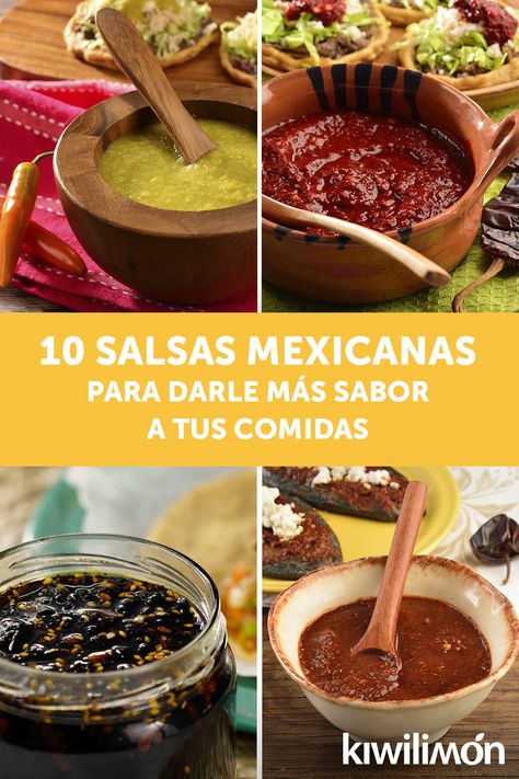 Cocinar una buena salsa puede salvar cualquier platillo o mejorar increíblemente su sabor, pero para lograrlo, necesitas conocer los secretos de su preparación. Por eso te presentamos 10 formas de darle más sabor a tus comidas con estas 10 salsas mexicanas bien picositas. Red Salsa Recipe, Verde Salsa, Mexican Fast Food, Mexican Salsa Recipes, Chile Serrano, Mexican Salsa, Salty Foods, Roasted Brussel Sprouts, Salsa Recipe