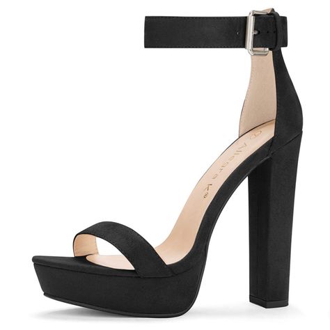 Ankle Strap Chunky Heels, Chunky High Heels, Platform Heels Chunky, Chunky Heels Sandals, Open Toe Shoes, Black Sandals Heels, Platform High Heels, Fashion High Heels, Black High Heels