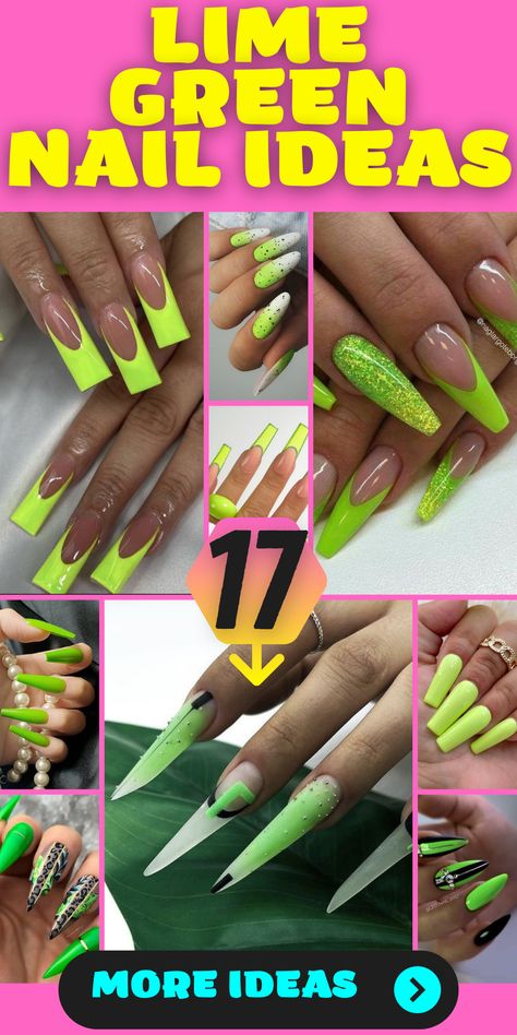 Chic Neon Delight: Lime Green and Hot Pink Nail Design. Ready to shine? These lime green nails with hot pink accents are a chic and trendy way to make a statement. The neon color combination brings a burst of energy to your look, and the acrylics can be tailored to your preferred shape – be it square, oval, or almond. Embrace the vibrancy! Neon Glitter Nails Acrylic, Chrome Nails Pastel, Neon Green Glitter Nails, Neon Marble Nail Designs, Lime Green French Tip, Lime Green Nail Designs, Lime Green French Tip Nails, Lime Green Nails Design, Neon Green Nail Designs