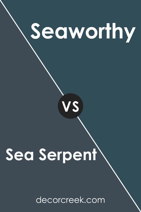 Sea Serpent SW 7615 by Sherwin Williams vs Seaworthy SW 7620 by Sherwin Williams Seaworthy Sherwin Williams, Sherwin Williams Seaworthy, Ocean Blue Paint, Blue Vibe, Dark Mysterious, Sea Serpent, Romantic Colors, Laundry Room Makeover, Meditation Room