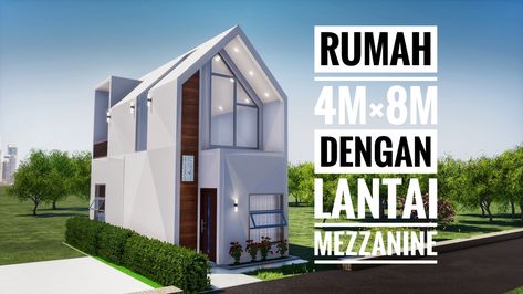 Rumah dengan Lantai Mezzanine. Scandinavian House Design Exterior, Rumah Mezzanine, Mezzanine House Design, Scandinavian House Exterior, Small House Pictures, Scandinavian House Design, Flat House Design, Small Modern House Plans, Narrow House Plans