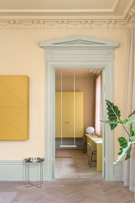 Stockholm Apartment, Note Design Studio, Wall Furniture, Notes Design, Design Del Prodotto, Painted Doors, Door Frame, White Trim, Architectural Digest