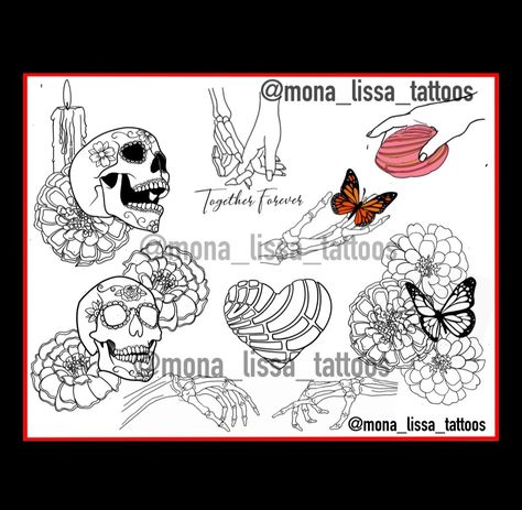 Flash tattoo, day of the dead tattoos, pan dulce Pan Dulce Tattoo, Flash Tattoo Ideas, Day Of The Dead Tattoo, Dead Tattoo, Sugar Skulls, Tattoo Flash, Flash Tattoo, Day Of The Dead, Sugar Skull