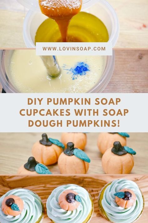 Craft your own fall soap masterpiece with this step by step tutorial on making DIY Pumpkin Cold Process Soap Cupcakes + Soap Dough Pumpkins! Learn how to create handmade pumpkin soap with pumpkin puree and soap frosting. Perfect for family gatherings or as gifts for friends, this festive soap recipe is a must-try for the fall season. Click to the blog now and bring the cozy scents of autumn into your home! #pumpkinsoap #handmadesoap #fallsoap #diysoap #soapfrosting #howto Using Pumpkin Puree, Soap Frosting, Soap Cupcakes, Soap Dough, Cold Process Soap Designs, Natural Soaps Recipes, Pumpkin Soap, Fall Soaps, Soap Design