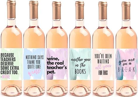 Amazon.com: Set of 6 End of Year Teacher Gift Wine Bottle Labels, Funny Teachers Appreciation Day Gifts for Teachers, Perfect Teacher Gifts for Women Perfect for End of School Year by Harper & Ivy Designs: Home & Kitchen Teacher Wine Label, Funny Wine Bottle Labels, Friend Watercolor, Divorce Party Decorations, Breakup Party, Funny Teachers, Unique Teacher Appreciation Gifts, Breakup Gift, Birthday Wine Label