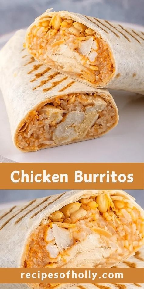 Chicken Burrito - Recipes of Holly Chicken For Burritos, Chicken Burritos Recipe, Burritos Chicken, Chicken Burrito Recipe, Burrito Recipes, Burrito Recipe Chicken, Burrito Recipe, Chilled Desserts, Chicken Burrito