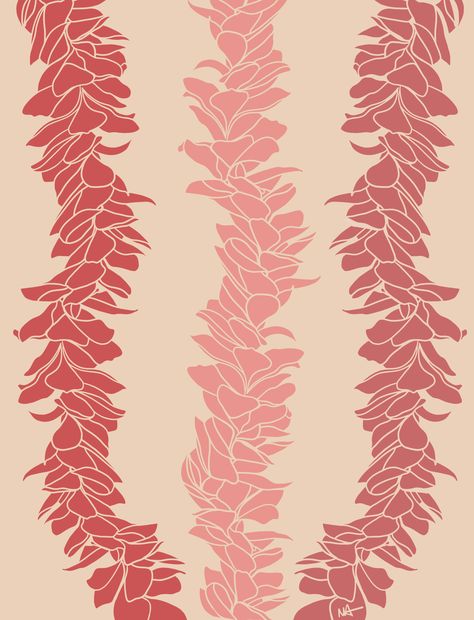 Hawaiian Lei Illustration, Hawaiian Lei Wallpaper, Traditional Hawaiian Art, Hawaii Digital Art, Hawaii Illustration Hawaiian Art, Puakenikeni Wallpaper, Wahine Art, Lei Drawing, Aloha Aesthetic