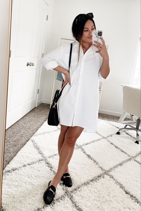 Spring & summer staple: classic white button down shirt dress 🤍 #springstyle #summerstyle Follow me in the @LIKEtoKNOW.it shopping app to shop this post and get my exclusive app-only content! #liketkit #LTKstyletip #LTKunder100 #LTKworkwear @liketoknow.it http://liketk.it/3eH29 Black Dress White Button Down, Button Up T Shirt Dress, Button Down Dress Shirt, White Button Up Dress, Short White Dress Outfit Casual, White Button Down Shirt Dress Outfit, White T Shirt Dress Outfit, Oversized Button Up Shirt Dress, White Button Down Dress