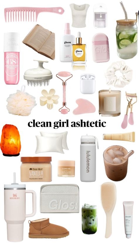 clean girl asthetic Clean Girl Coquette Aesthetic, Clean Girl Essentials List, Vision Board Clean Girl Aesthetic, Clean Girl Aesthetic Tips, Girl Needs Products, How To Be A Clean Girl Aesthetic, Things All Girls Need, Clean Core Aesthetic, Clean Girl Must Haves