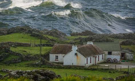 Ireland Cottage, Moving To Ireland, County Donegal, Castles In Ireland, Wild Weather, Irish Cottage, Wild Atlantic Way, Coastal Painting, House By The Sea