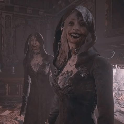 Dimitrescu Daughters, Evil Icon, Cassandra Dimitrescu, Resident Evil Vii, Bela Dimitrescu, Blonde Gif, Horror Halloween Costumes, Resident Evil Village, Aphmau Fan Art