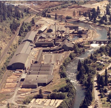 Edward Hines Lumber Co. mill in Westfir, Oregon (photo courtesy of Paul Ehinger) Logging Camp, Sawmill Lumber, Oregon History, Old Western Towns, Logging Industry, Lumber Mill, Wood Mill, Railroad History, Western Town