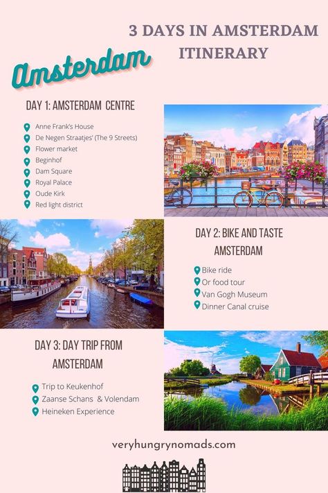 Three Days In Amsterdam, 4 Days In Amsterdam, 5 Days In Amsterdam, Amsterdam 3 Days, Amsterdam Itenary, Amsterdam One Day Itinerary, 3 Days In Amsterdam Itinerary, Weekend In Amsterdam, Amsterdam To Do List