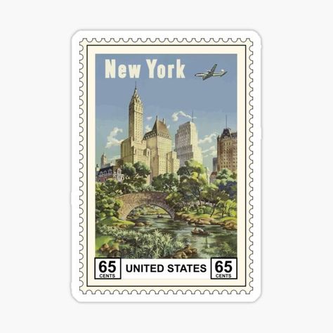 Stamp New York Stickers for Sale | Redbubble New York Stickers, Travel Stickers Printable, New York Drawing, Online Scrapbook, Sky Art Painting, Cute Laptop Stickers, Scrapbook Stickers Printable, Travel Stickers, Post Stamp