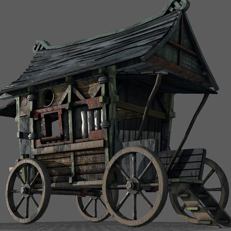 Fancy Medieval Caravan Medieval Carriage, Medieval Wagon, Low Poly Medieval, Antique Wagon, Blossom House, Minecraft Banner Designs, Japan Architecture, Flower Cart, Minimal House Design