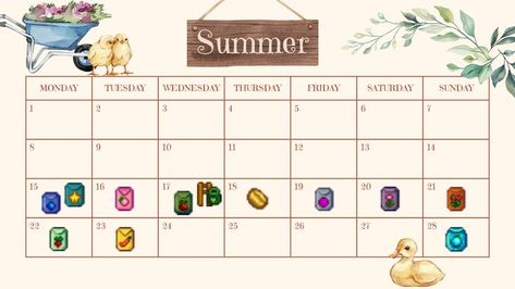 These are the last days to plant your summer seeds for harvest in stardew valley! #stardewvalley Plant Calendar, Valley Game, Summer Calendar, Last Days, Stardew Valley, The Valley, Animal Crossing, Last Day, Seeds