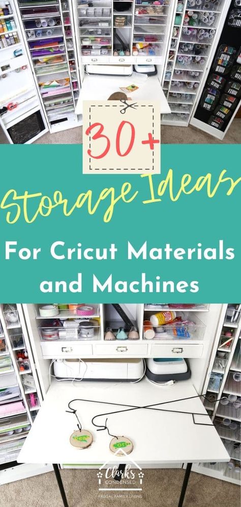 10+ Smart Cricut Storage Ideas for Every Budget and Space - Cricut Explore Air / Cricut Explore Air 2 / Cricut STorage / Cricut Ideas / DIY Cricut Ideas via @clarkscondensed Cricut Storage Ideas, Craft Storage Ideas, Cricut Storage, Cricut Supplies, Marker Storage, Storing Craft Supplies, Work Boxes, Cricut Explore Air 2, Vinyl Storage